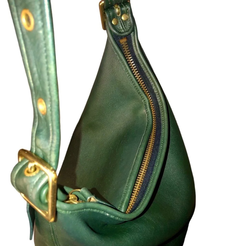 COACH Bottle Green Glove Tanned Leather Duffle Sac XL Bucket Bag 9085 USA COA